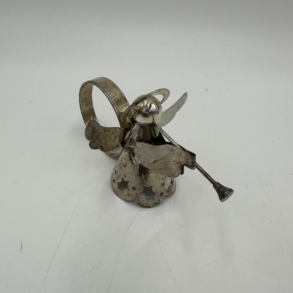 Vintage Silver Plate Christmas Angel Napkin Rings 1.5" Table Decor Set of 4 - Picture 4 of 9